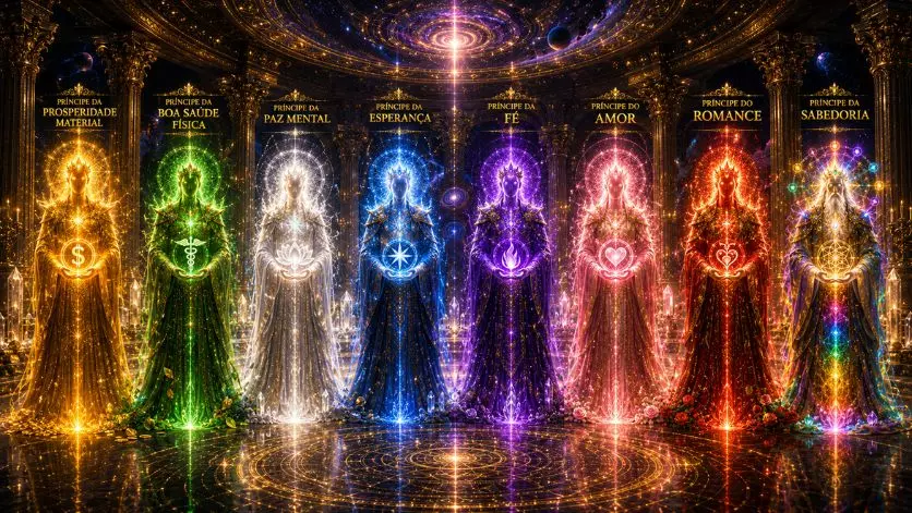 Mestres espirituais representando os Oito Príncipes da Luz
