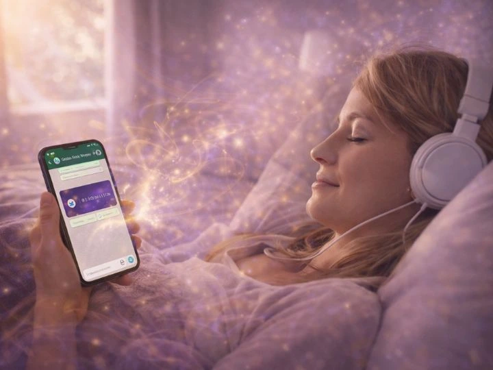 Pessoa ouvindo áudio ao acordar